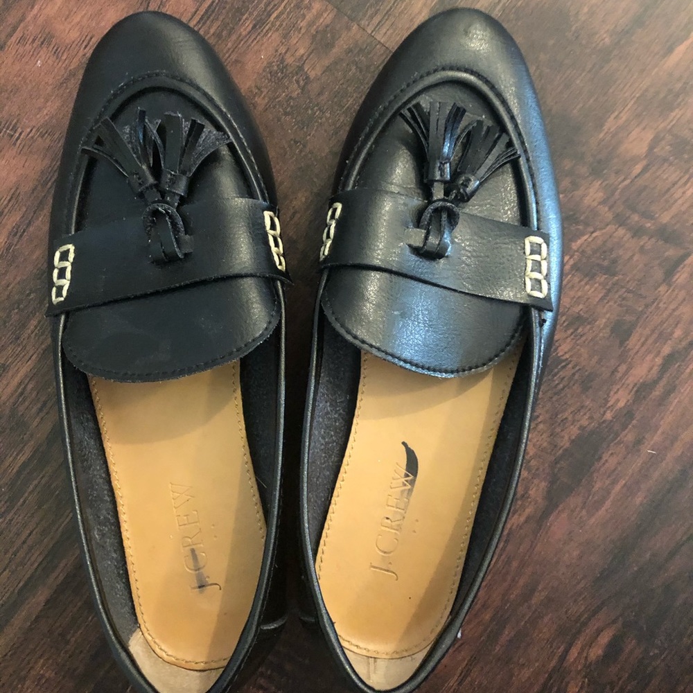 J. Crew Black Tassel Loafers Size 6